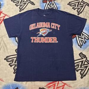 Okc Thunder Oklahoma City Block Logo Mens L T Shirt